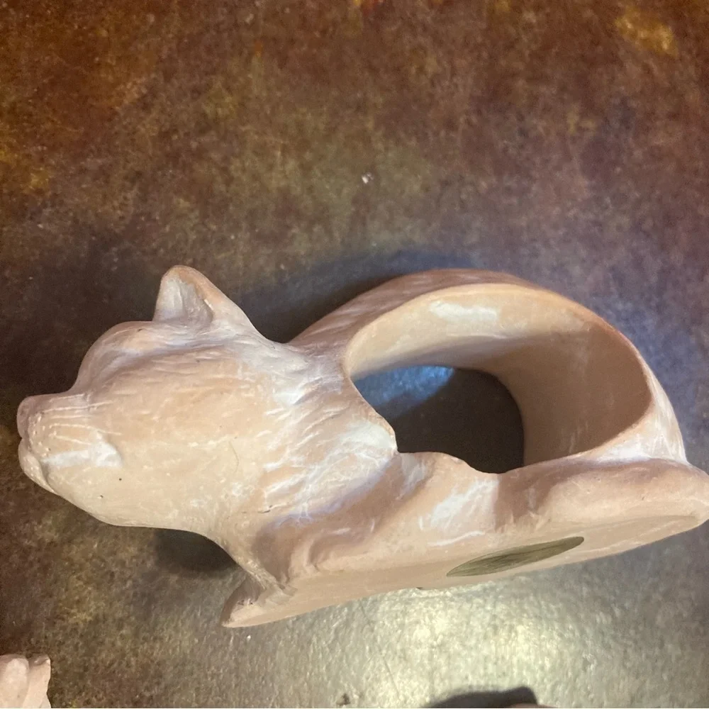 Set of 6 Terra Cotta White Washed Animal Napkin Rings